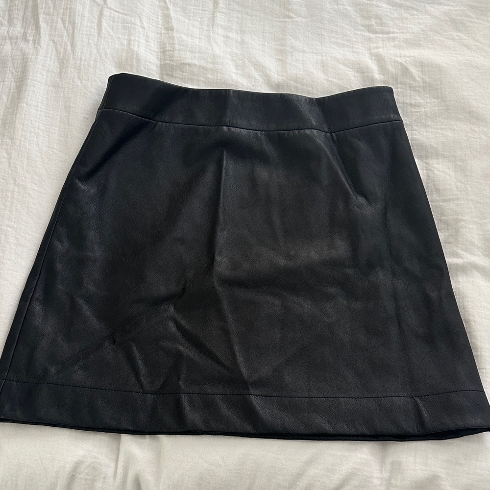 J. Crew Sleek Black Faux Leather Mini Skirt
